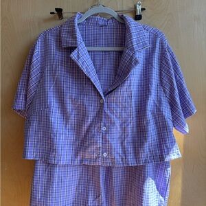 Vintage Purple Plaid Skirt Set